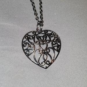 Long chain Black Heart Necklace
